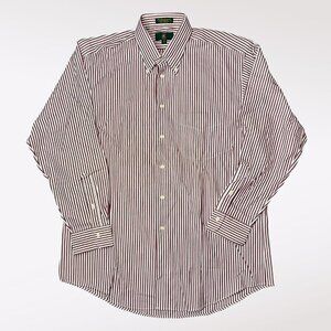 Club Room Pin Point Oxford Striped Long Sleeve Button Down Shirt L